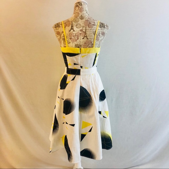 Vintage 90s Alberto Makali Dress and Jacket White Black Yellow Print Size 4 & 6 - Picture 15 of 16